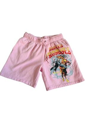 Broken Promises Shorts Pink Reaper on Horseback Size Small Fleece Drawstring